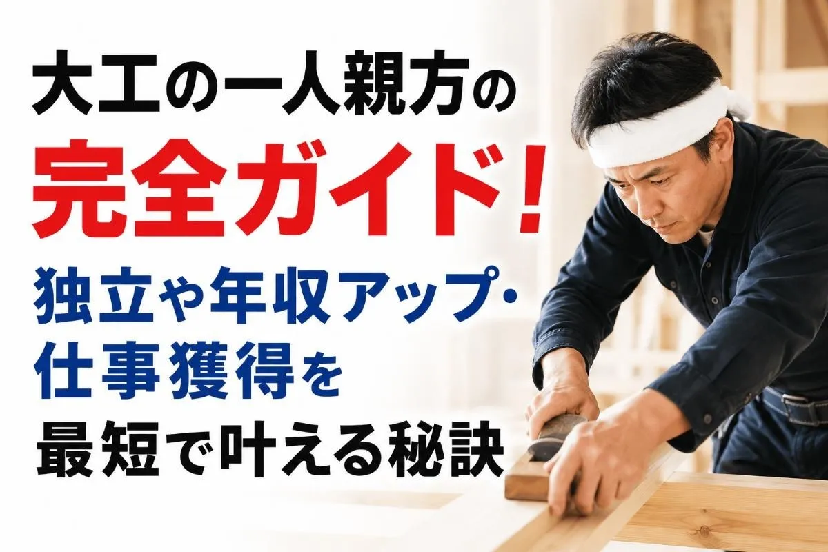 大工の一人親方の完全ガイド！独立や年収アップ・仕事獲得を最短で叶える秘訣