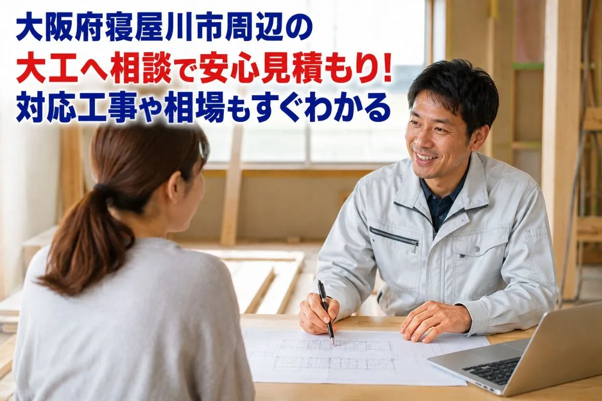 大阪府寝屋川市周辺の大工へ相談で安心見積もり！対応工事や相場もすぐわかる